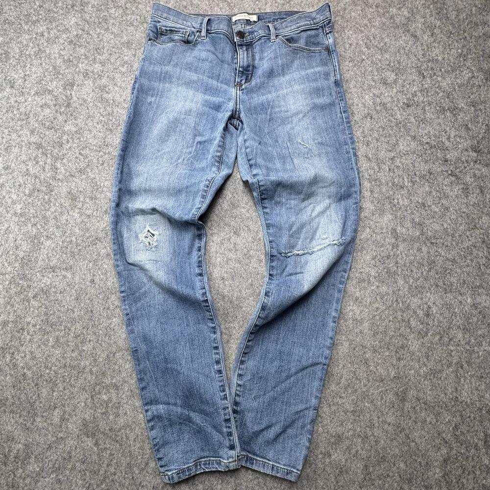Banana Republic Jeans Womens 29 Medium Wash Blue Skinny Ankle Distressed Stretch